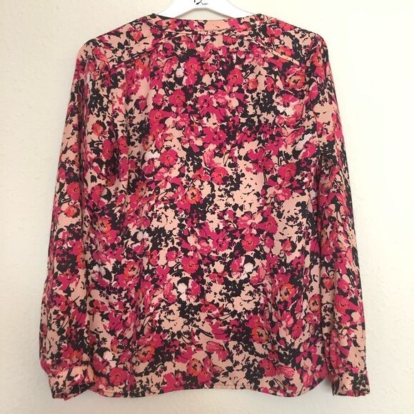 Ann Taylor LOFT Floral Long Sleeves Half-Button Down Blouse Size XXSP - Picture 5 of 7
